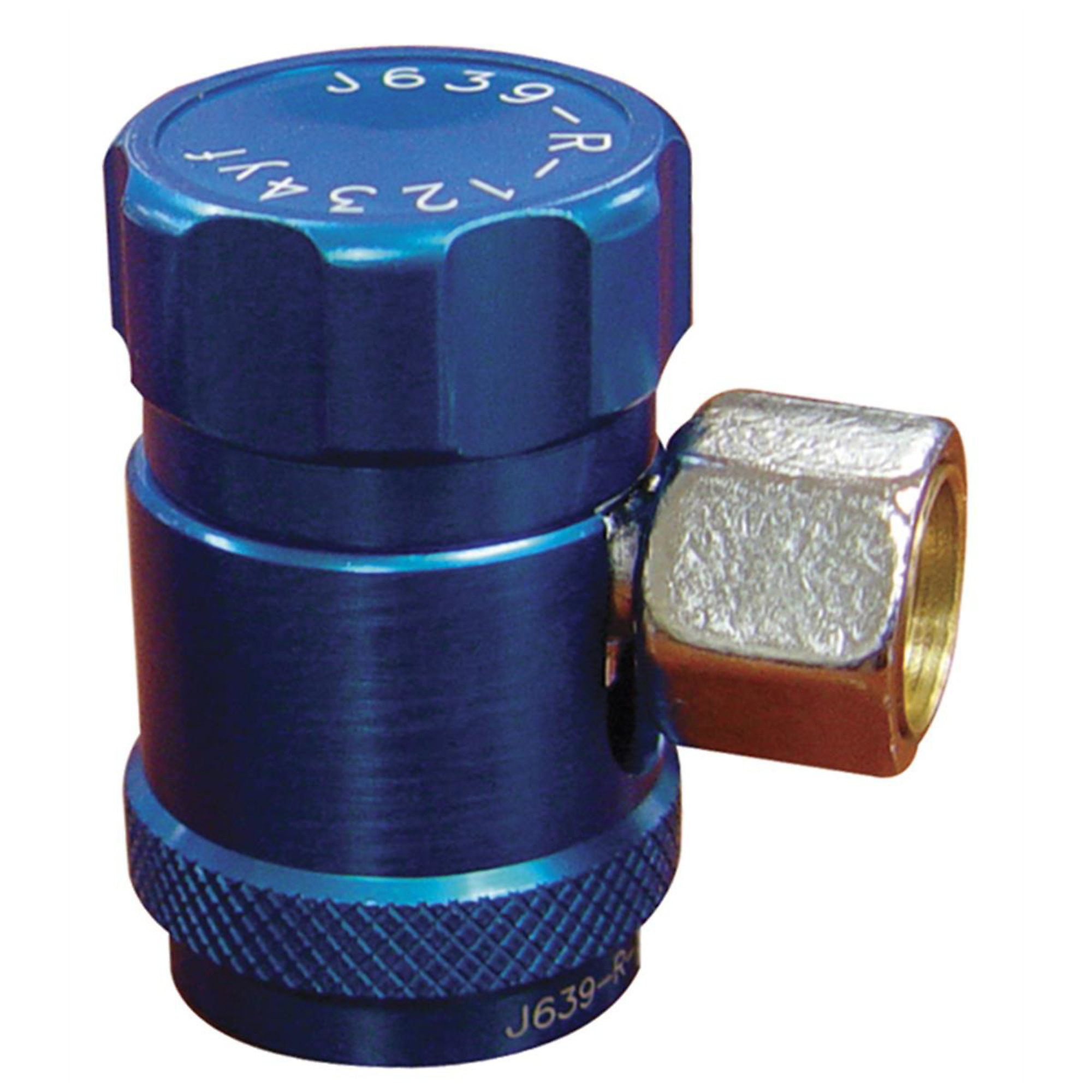 Mastercool Low-Side R1234yf Coupler — 12mm Fitting, Heavy-Duty, Low Refrigerant Loss, Blue, Model# MSC83934